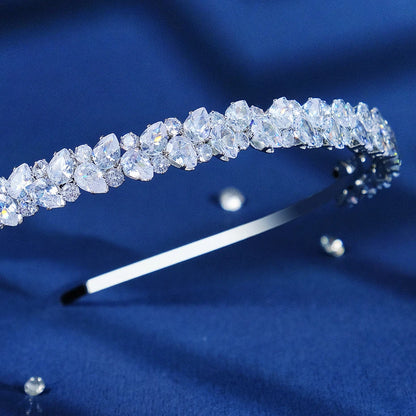 Fashion Zircon Headbands for Women Bridal Wedding Hair Accessories Silver Color Hairband Luxury Hair Jewelry Party Headpiece