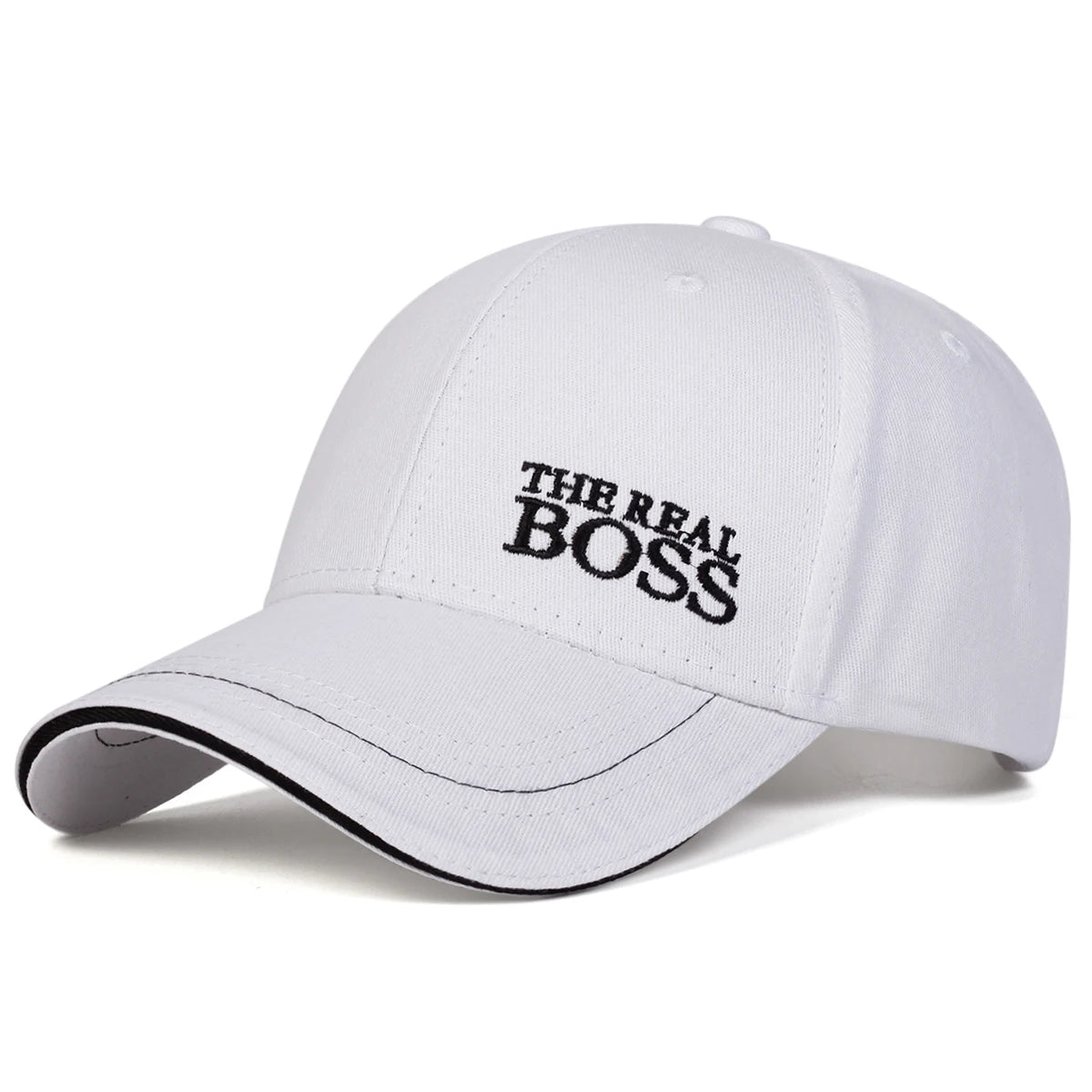Unisex Baseballkeps med Broderat 'THE REAL BOSS' – Justerbar Casual Keps för Vår och Höst, Perfekt för Utomhusbruk och Hip Hop-stil. Solskyddande Hatt.