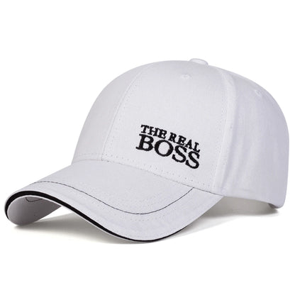 Unisex Baseballkeps med Broderat 'THE REAL BOSS' – Justerbar Casual Keps för Vår och Höst, Perfekt för Utomhusbruk och Hip Hop-stil. Solskyddande Hatt.