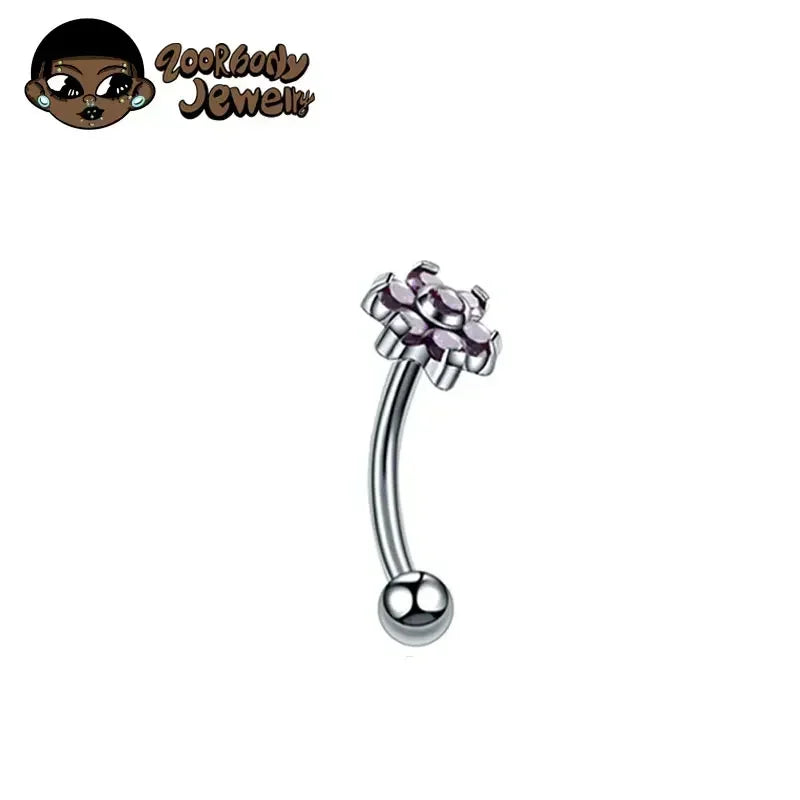 F136 Titanium Classic Eyebrow Piercing Inlaid Opal Zircon 16G Internal Thread Banana Curved Lip Navel Piercing Piercing Jewelry