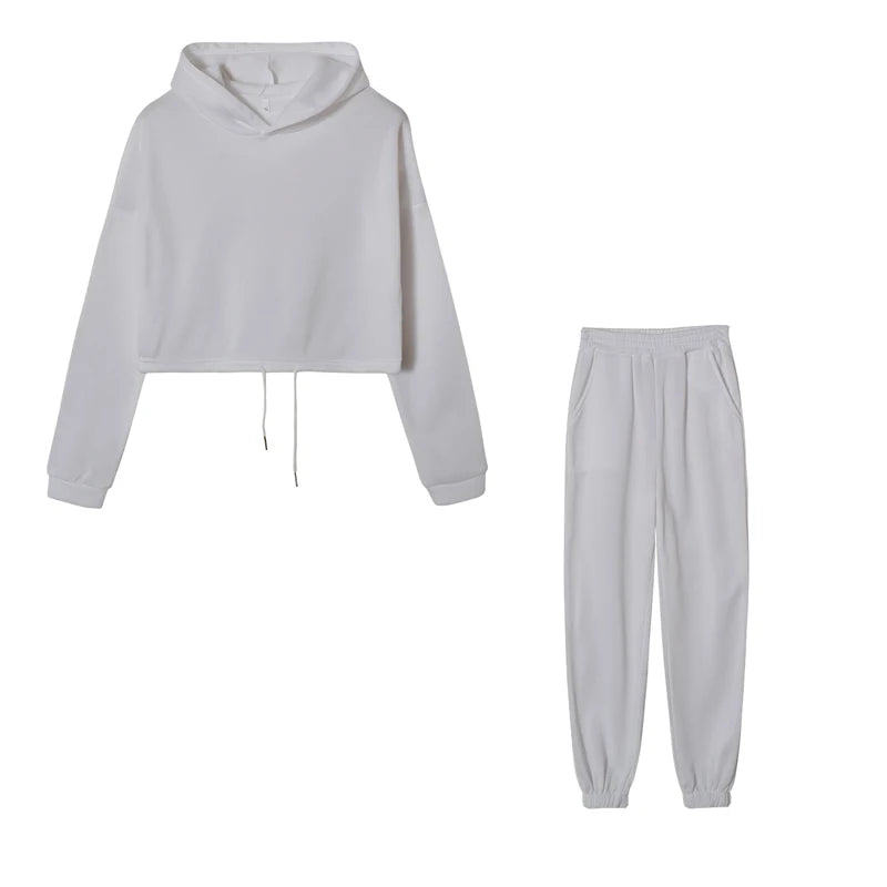 Stilren Tvådelad Sportdräkt för Kvinnor - Långärmad Casual Outfit med Skräddarsydd Midja