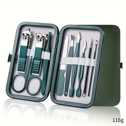 Lyxigt Nagelvårdsset i Rostfritt Stål - Professionellt Manikyr- & Pedikyrset med 7/10/12/18 Delar - Praktisk Resefodral