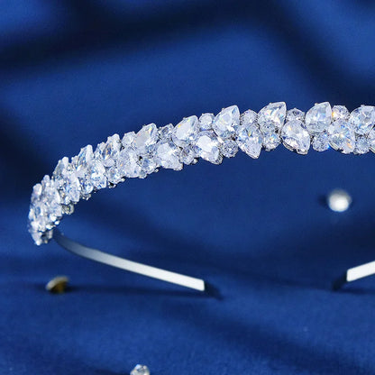Fashion Zircon Headbands for Women Bridal Wedding Hair Accessories Silver Color Hairband Luxury Hair Jewelry Party Headpiece