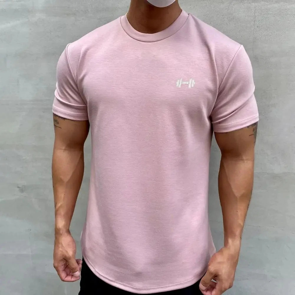 2025 Men T-shirt Male Sports Gym Muscle Fitness T Shirt Blouses Loose Half Sleeve Summer Bodybuilding Tee Tops Men's Clothing