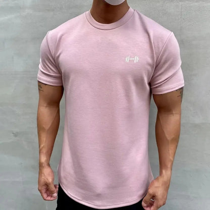 2025 Men T-shirt Male Sports Gym Muscle Fitness T Shirt Blouses Loose Half Sleeve Summer Bodybuilding Tee Tops Men's Clothing