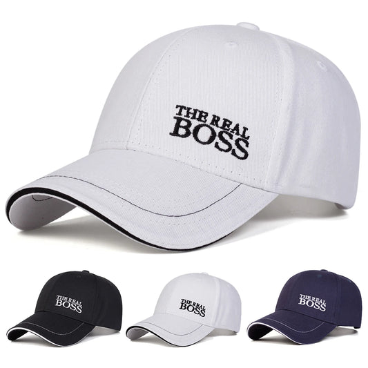 Unisex Baseballkeps med Broderat 'THE REAL BOSS' – Justerbar Casual Keps för Vår och Höst, Perfekt för Utomhusbruk och Hip Hop-stil. Solskyddande Hatt.