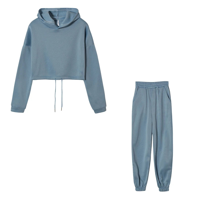 Stilren Tvådelad Sportdräkt för Kvinnor - Långärmad Casual Outfit med Skräddarsydd Midja