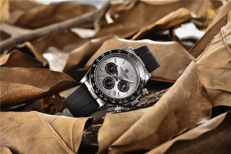 Stilren 40mm V2 PAGANI DESIGN Herrklocka - Saffirglas Retro Kranögraf med Vattentålig Rostfritt Stål - Eleganta Relogio för Män