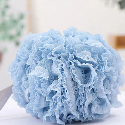 Mjuk Badskrubb med Blomformad Bubbelpuff - Avkopplande Duschsvamp och Ryggborste för Lyxiga Badupplevelser