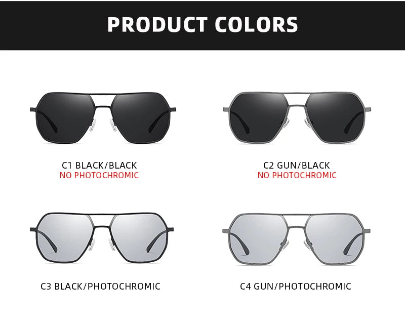 Lyxiga Metallisk Photochromic Solglasögon för Män och Kvinnor - Fashion Polariserade Sunglasses - Stiliga Kameleon Antiglans Körtillägg UV400