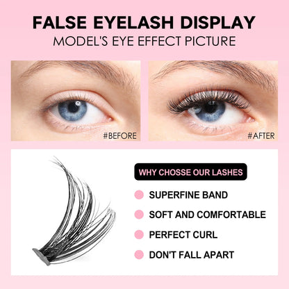 DIY Ögonfransförlängningskit - 200 PCS Klusterfransar med Lim och Förseglingsverktyg för perfekt Ögonmakeup