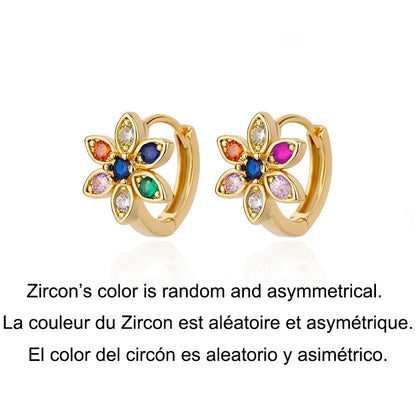 Glittrande Zircon Snöflingeörhängen i Guldton - Eleganta Blommiga Geometriska Hängande Örhängen i Rostfritt Stål för en Lyxig Bröllopslook
