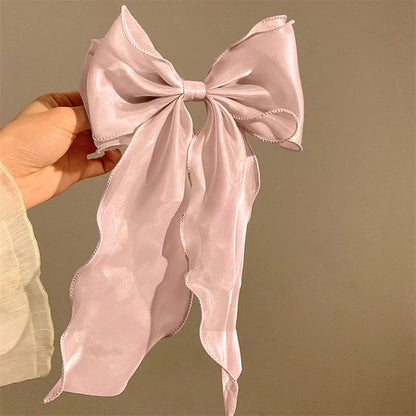 Söt Chiffon Båge Hårklämmor för Flickor - Blå Satin Bows med Glittrande Detaljer för Elegant Håraccessoar