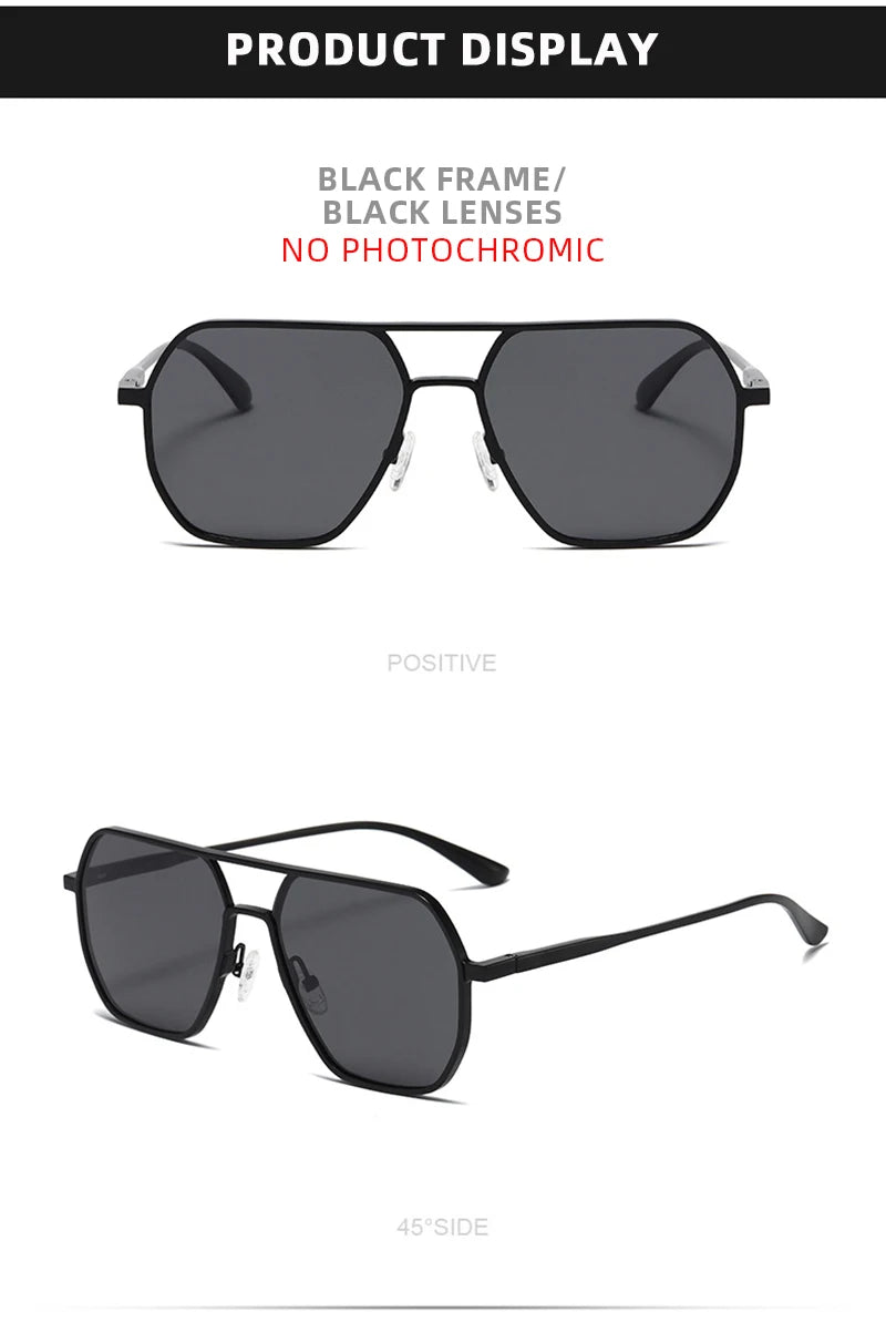 Lyxiga Metallisk Photochromic Solglasögon för Män och Kvinnor - Fashion Polariserade Sunglasses - Stiliga Kameleon Antiglans Körtillägg UV400