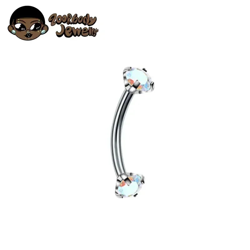 F136 Titanium Classic Eyebrow Piercing Inlaid Opal Zircon 16G Internal Thread Banana Curved Lip Navel Piercing Piercing Jewelry