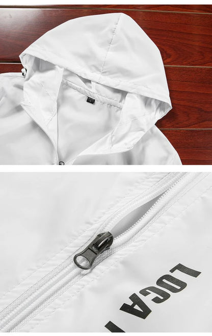 Men's Sun Protection Jacket Summer New Solid Color Stripe Print Outdoor Adventure Hooded windbreaker Men's Sunscreen Clothing