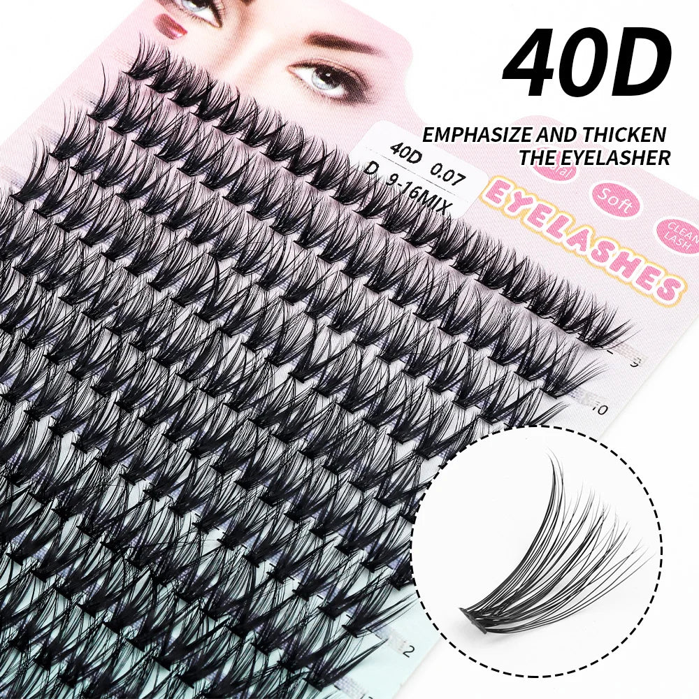 Individuella Ögonfransförlängningar - Falska Fransar i Kluster med Naturlig Minkffekt, DIY, 10D till 40D, 9-16 mm, 280 Bundlar för Drömlik Ögonfransförlängning