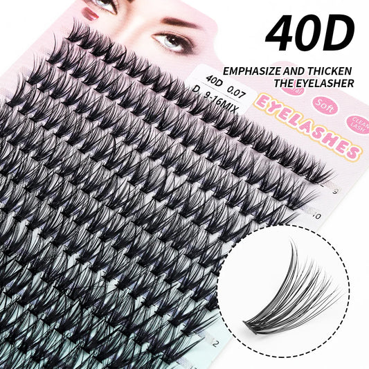 Individuella Ögonfransförlängningar - Falska Fransar i Kluster med Naturlig Minkffekt, DIY, 10D till 40D, 9-16 mm, 280 Bundlar för Drömlik Ögonfransförlängning
