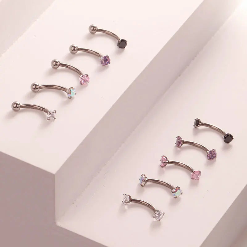 F136 Titanium Classic Eyebrow Piercing Inlaid Opal Zircon 16G Internal Thread Banana Curved Lip Navel Piercing Piercing Jewelry