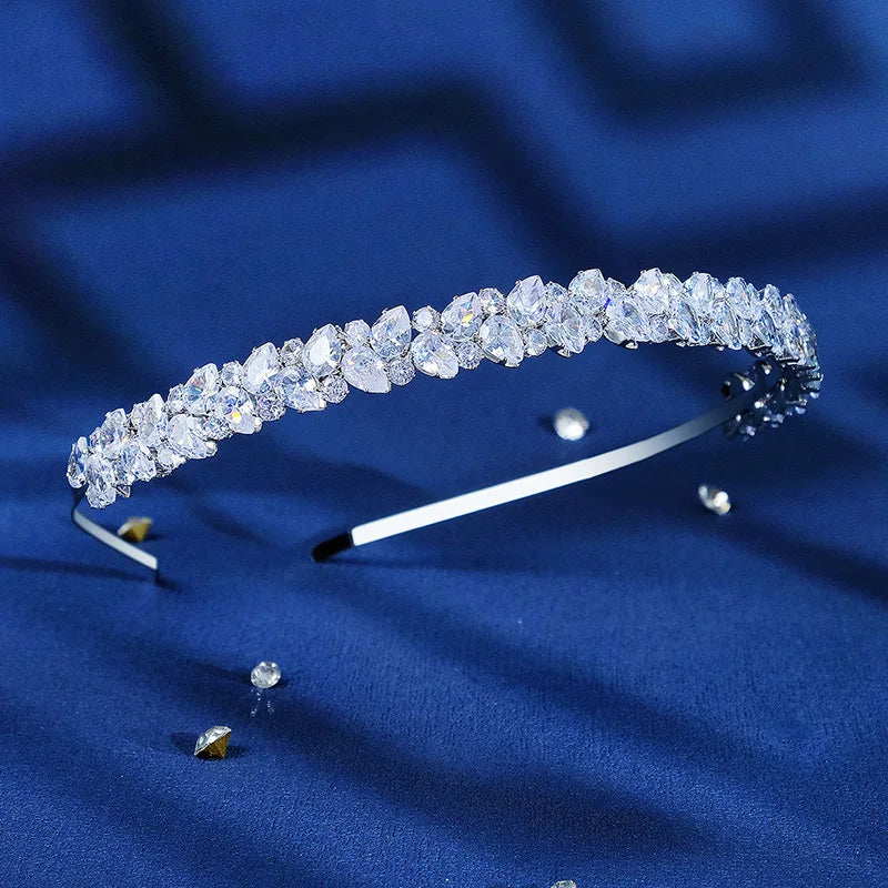 Fashion Zircon Headbands for Women Bridal Wedding Hair Accessories Silver Color Hairband Luxury Hair Jewelry Party Headpiece