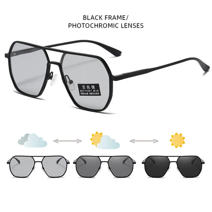 Lyxiga Metallisk Photochromic Solglasögon för Män och Kvinnor - Fashion Polariserade Sunglasses - Stiliga Kameleon Antiglans Körtillägg UV400