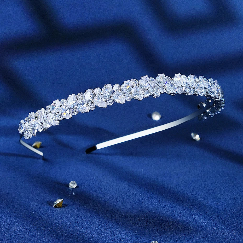 Fashion Zircon Headbands for Women Bridal Wedding Hair Accessories Silver Color Hairband Luxury Hair Jewelry Party Headpiece