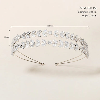 Fashion Zircon Headbands for Women Bridal Wedding Hair Accessories Silver Color Hairband Luxury Hair Jewelry Party Headpiece