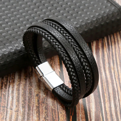 Trendigt Flätat Läderarmband för Män med Tigereye-Kulor - Mångskikts Hantverk för Stiliga Herrar - Perfekt Smycke för Gåvor 2025