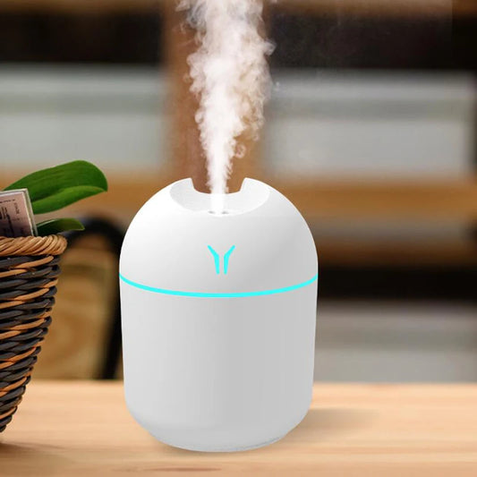 250ML Ultrasonisk Mini Luftfuktare & Aromadiffuser - Tyst Mistmaskin med LED Färgljus för Hem och Bil