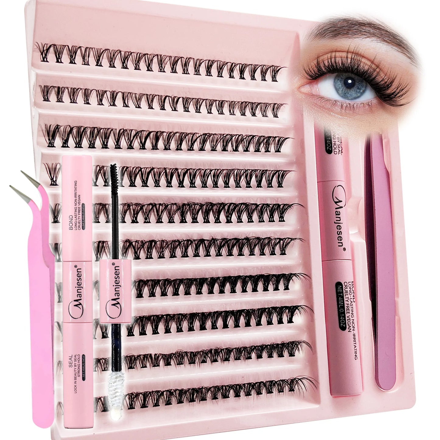 DIY Ögonfransförlängningsset - 200 St Kärnor med Franstift och Fästspray för Perfekta Fransar - Makeupverktyg och Tillbehör för Ögonfransar