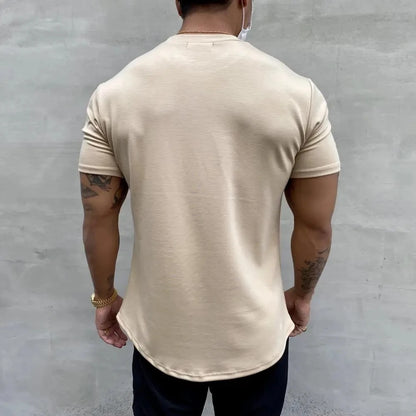 2025 Men T-shirt Male Sports Gym Muscle Fitness T Shirt Blouses Loose Half Sleeve Summer Bodybuilding Tee Tops Men's Clothing