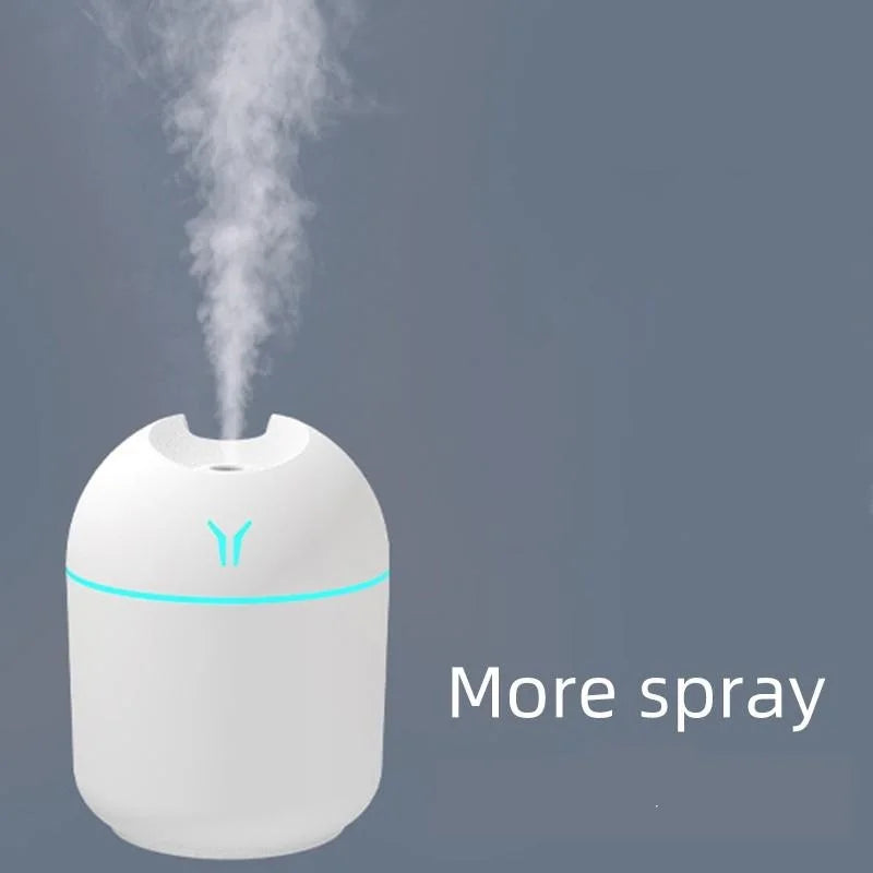 250ML Ultrasonisk Mini Luftfuktare & Aromadiffuser - Tyst Mistmaskin med LED Färgljus för Hem och Bil