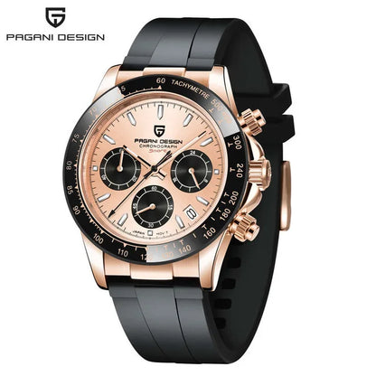 Stilren 40mm V2 PAGANI DESIGN Herrklocka - Saffirglas Retro Kranögraf med Vattentålig Rostfritt Stål - Eleganta Relogio för Män