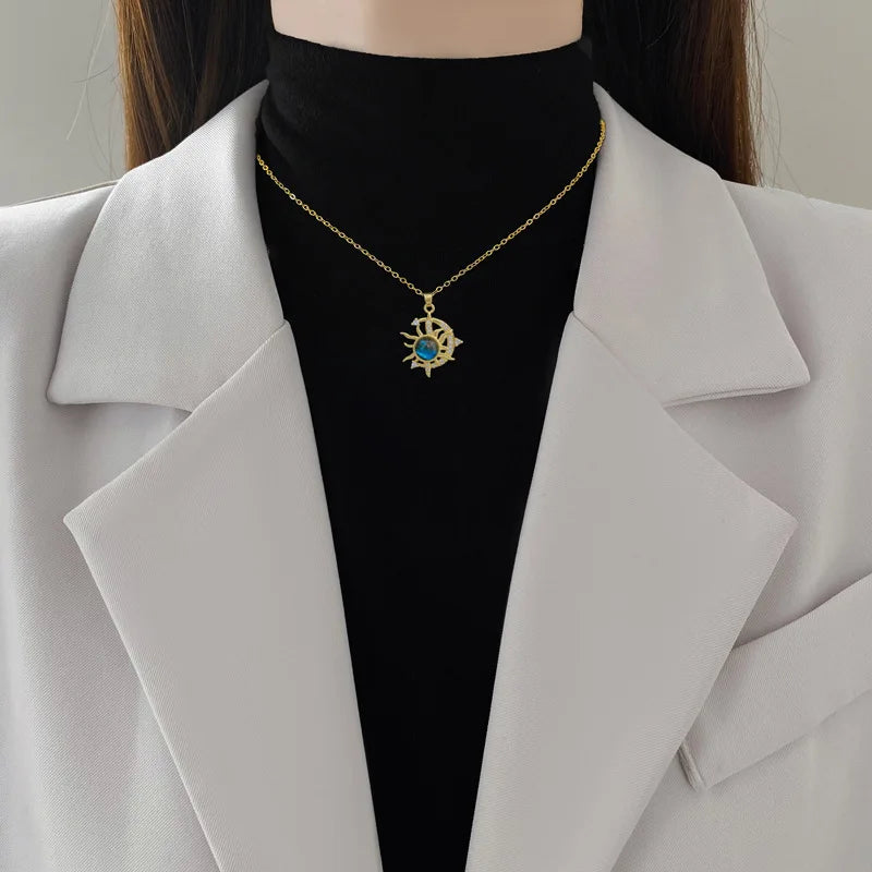 Lätt Lyxig Titanium Stål Stjärnserie Halsband för Kvinnor - Guldfärgad Planet, Måne och Astronaut Pärl-Halsband. Perfekta Smycken för Gåvor!