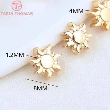 Set av 6 Stk 24K Guldpläterade Messingsolpärlor - Elegant DIY Smyckesfynd för Armband och Accessoarer