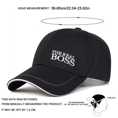 Unisex Baseballkeps med Broderat 'THE REAL BOSS' – Justerbar Casual Keps för Vår och Höst, Perfekt för Utomhusbruk och Hip Hop-stil. Solskyddande Hatt.