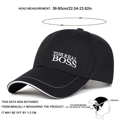 Unisex Baseballkeps med Broderat 'THE REAL BOSS' – Justerbar Casual Keps för Vår och Höst, Perfekt för Utomhusbruk och Hip Hop-stil. Solskyddande Hatt.