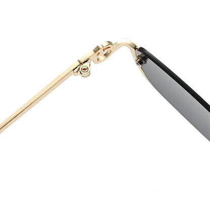 2025 NEW Small Square Women's Sunglasses Metal Half Frame Sun Glasses Vintage Shades Trendy Narrow Hip Hop Eyewear Women