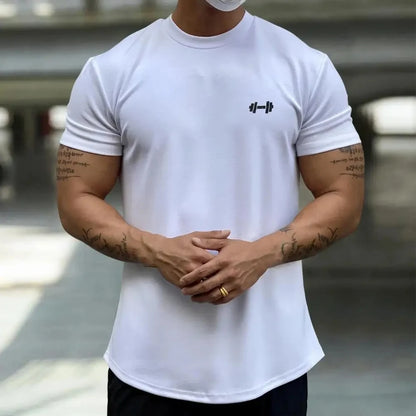2025 Men T-shirt Male Sports Gym Muscle Fitness T Shirt Blouses Loose Half Sleeve Summer Bodybuilding Tee Tops Men's Clothing