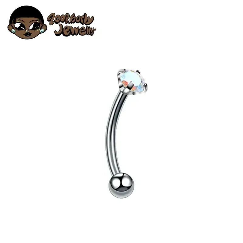 F136 Titanium Classic Eyebrow Piercing Inlaid Opal Zircon 16G Internal Thread Banana Curved Lip Navel Piercing Piercing Jewelry