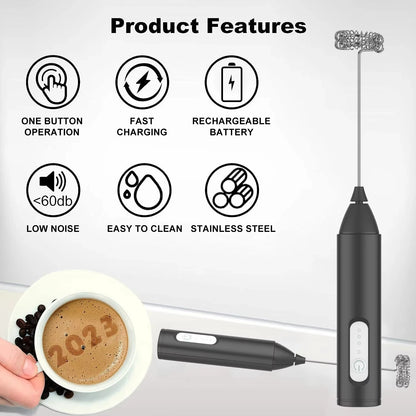 Trådlös USB Elektrisk Mjölkskummare - Handhållen Kaffe- och Äggvisp med 3 Hastigheter - Multifunktionell Kökshjälp