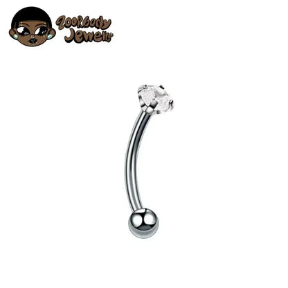 F136 Titanium Classic Eyebrow Piercing Inlaid Opal Zircon 16G Internal Thread Banana Curved Lip Navel Piercing Piercing Jewelry