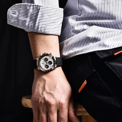 Stilren 40mm V2 PAGANI DESIGN Herrklocka - Saffirglas Retro Kranögraf med Vattentålig Rostfritt Stål - Eleganta Relogio för Män