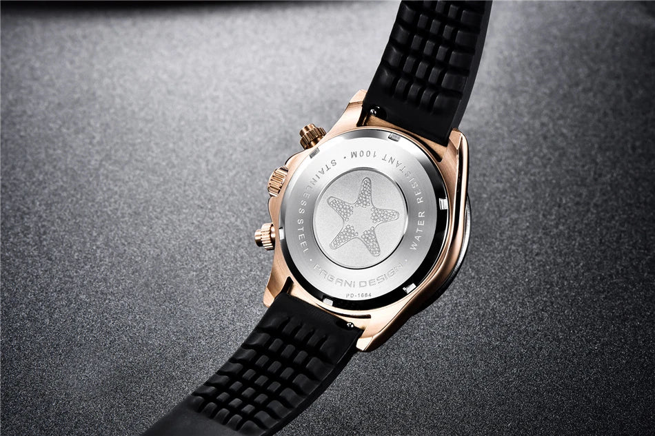 Stilren 40mm V2 PAGANI DESIGN Herrklocka - Saffirglas Retro Kranögraf med Vattentålig Rostfritt Stål - Eleganta Relogio för Män