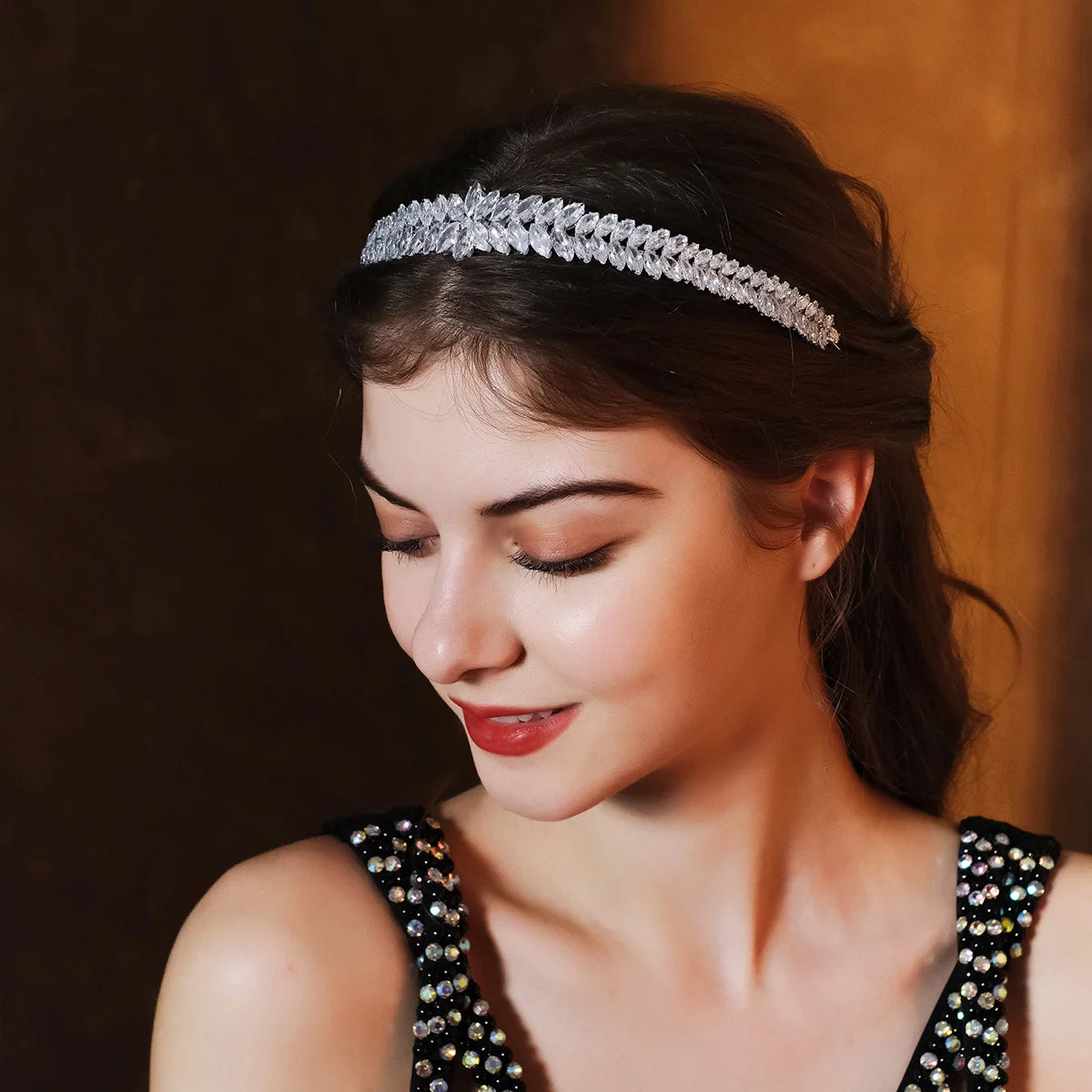 Fashion Zircon Headbands for Women Bridal Wedding Hair Accessories Silver Color Hairband Luxury Hair Jewelry Party Headpiece