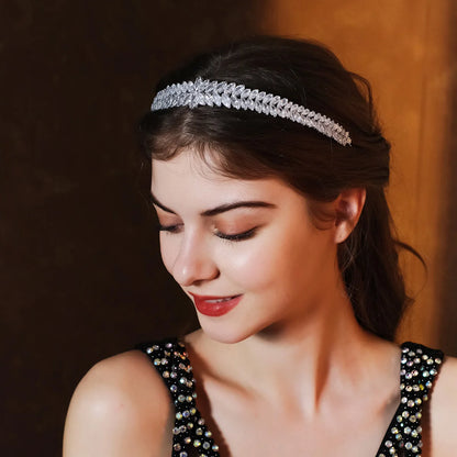 Fashion Zircon Headbands for Women Bridal Wedding Hair Accessories Silver Color Hairband Luxury Hair Jewelry Party Headpiece