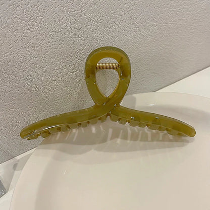 Stor Hårklämma för Tjockt Hår - Transparent Kaffe Färgade Krabban Hårklipp för Lockiga Frisyrer - Eleganta Håraccessoarer för Kvinnor