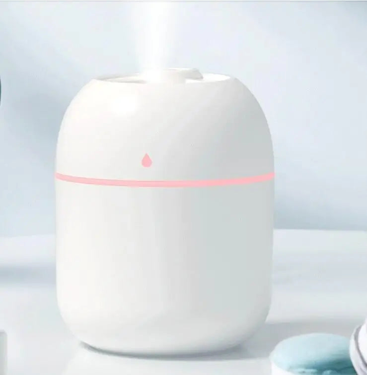 250ML Ultrasonisk Mini Luftfuktare & Aromadiffuser - Tyst Mistmaskin med LED Färgljus för Hem och Bil