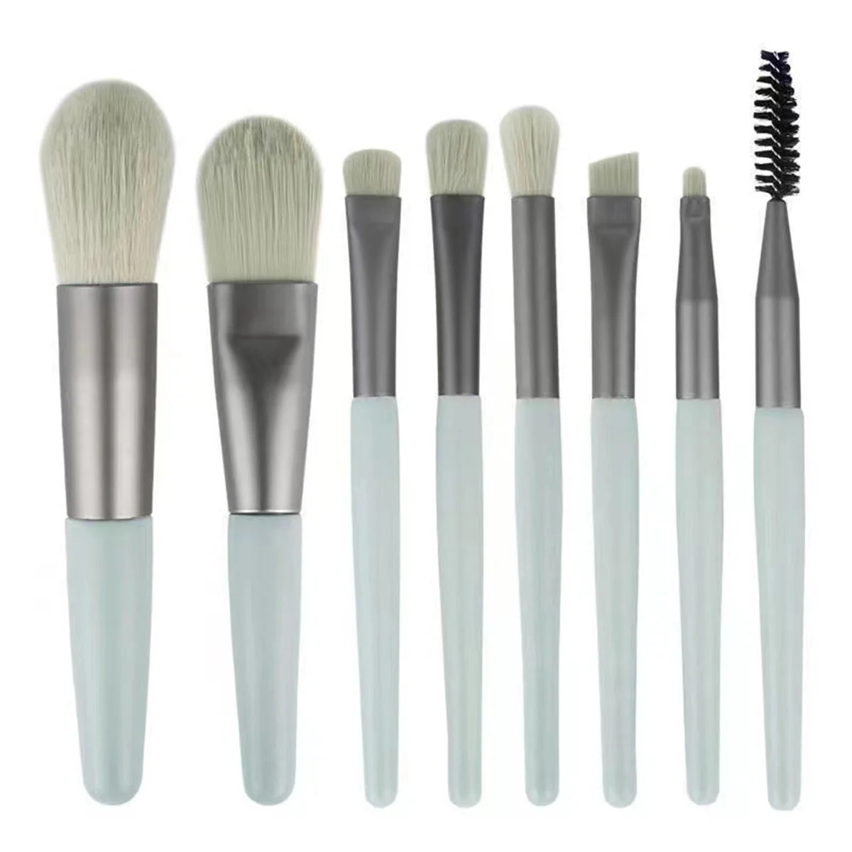8-delars Mjuk och Lätt Makeupborstsset - Perfekta Verktyg för Foundation, Rouge, Puder och Ögonskugga - Kabuki och Blandning