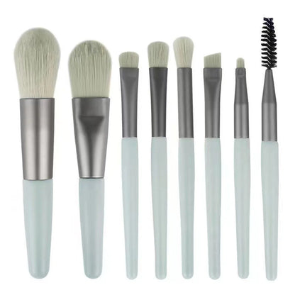 8-delars Mjuk och Lätt Makeupborstsset - Perfekta Verktyg för Foundation, Rouge, Puder och Ögonskugga - Kabuki och Blandning